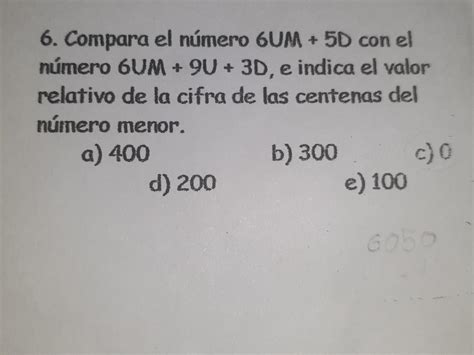 6 Compara el número 6UM 5D con el número 6UM 9U 3D e indica el