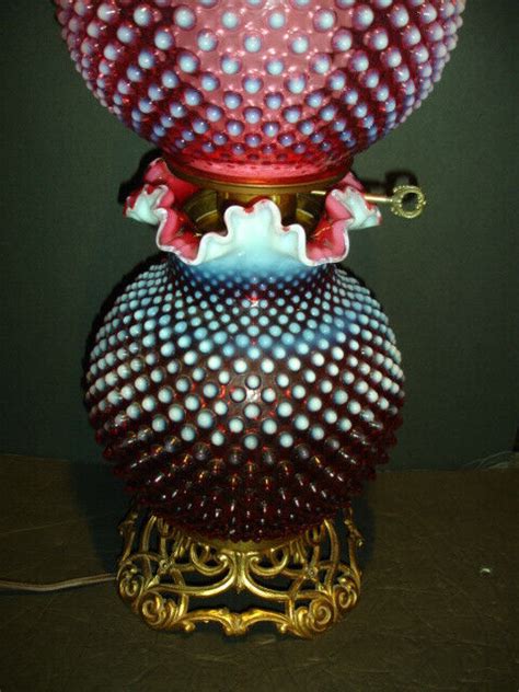 Fenton Cranberry Hobnail Opalescent Gwtw Double Shades Old Lamp New