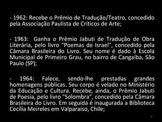 SEMINÁRIO DE LITERATURA CECÍLIA MEIRELES PPT