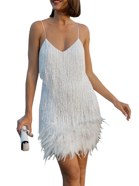 Women Sexy Glitter Sparkle Bodycon Dress Spaghetti Strap Tassels