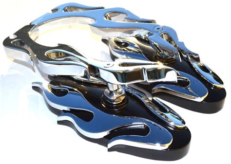 Black And Chrome Flame Mirrors Set For Harley Davidson Sportster Xl Dyna