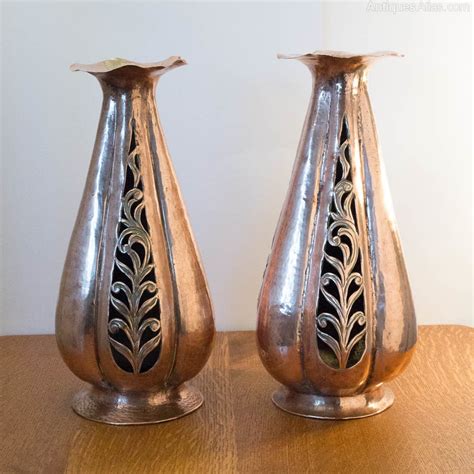 Antiques Atlas ARTS AND CRAFTS Tall Copper Vases C 1910 35cm High