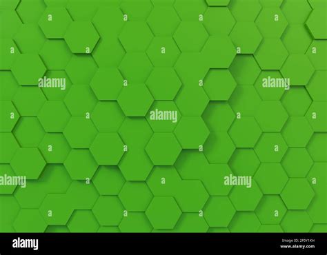 Green Hexagon Background With Geometrical Structures 3d Rendering Stock