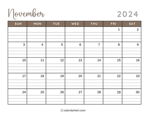 Copy Of November 2024 Calendar Carmen Starlene