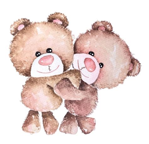 Urso de pelúcia em aquarela desenhado à mão lindo ursinho de pelúcia