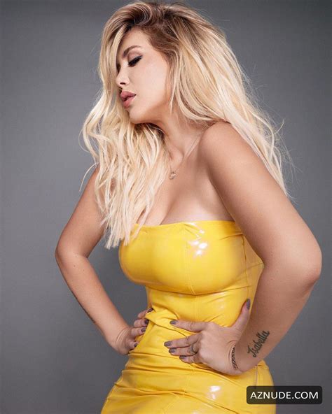 Wanda Nara Stunning Hot Yellow Latex Dress Photoshoot AZNude