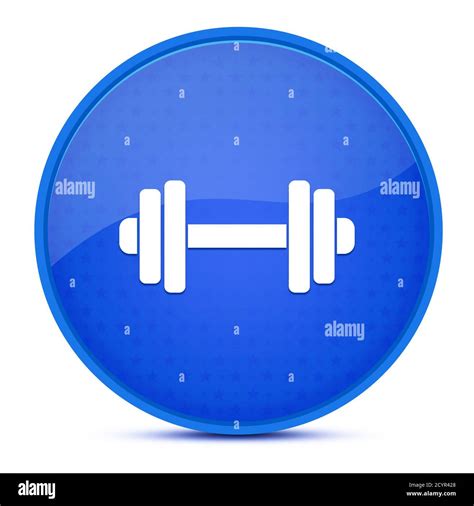 Dumbbell Aesthetic Glossy Blue Round Button Abstract Illustration Stock