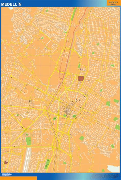 Medellin wall map in Colombia | Wall maps of the world. THE WALL MAPS