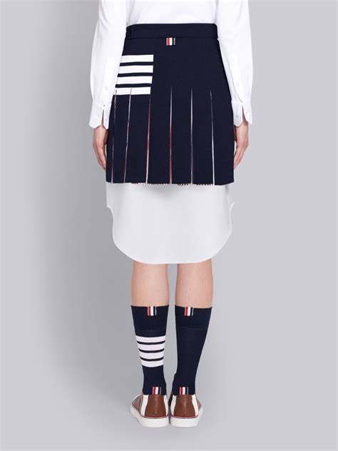 Navy Classic Loop Back Mini Pleated Skirt Thom Browne Official