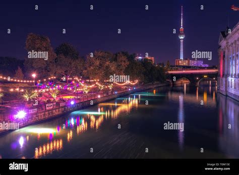 Berlin City At Night With Beautiful Neon Lights In A Futuristic