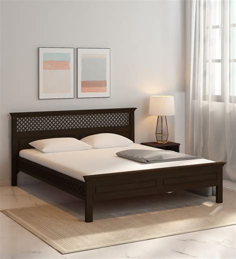 Buy Inaaya Sheesham Wood King Size Bed In Scratch Resistant Dark