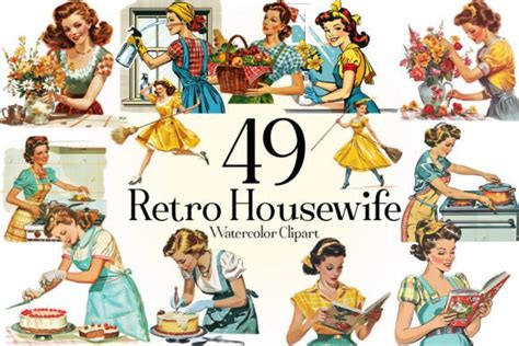 Retro Housewife Sublimation Clipart Graphic By Sumim Creative Fabrica