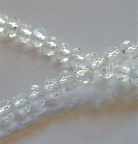 Pcs X Mm Faceted Crystal Rondelles Clear Beadsforewe