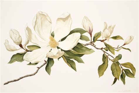 Magnolia painting blossom drawing. AI | Premium Photo Illustration ...