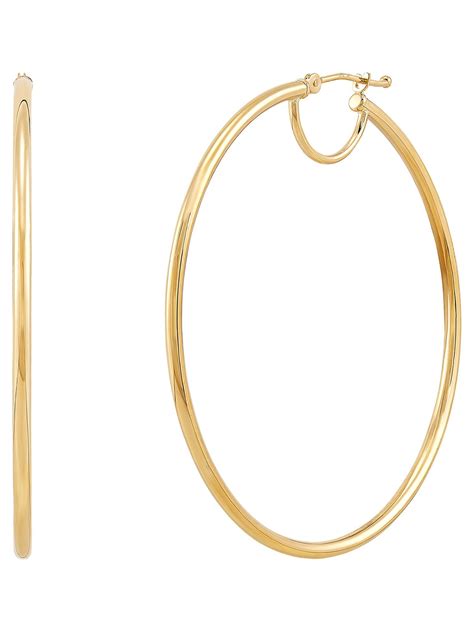 Free Shipping Brilliance Fine Jewelry 10k Yellow Gold 18mmx47mm Hollow Round Hoop With Bridge