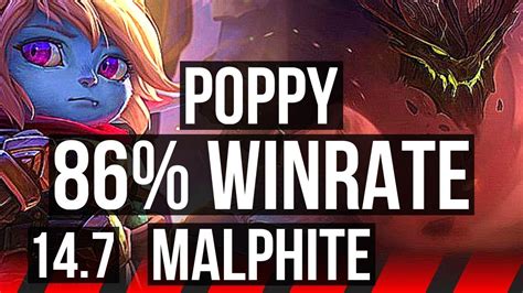 Poppy Vs Malphite Top Winrate Solo Kills Br Diamond