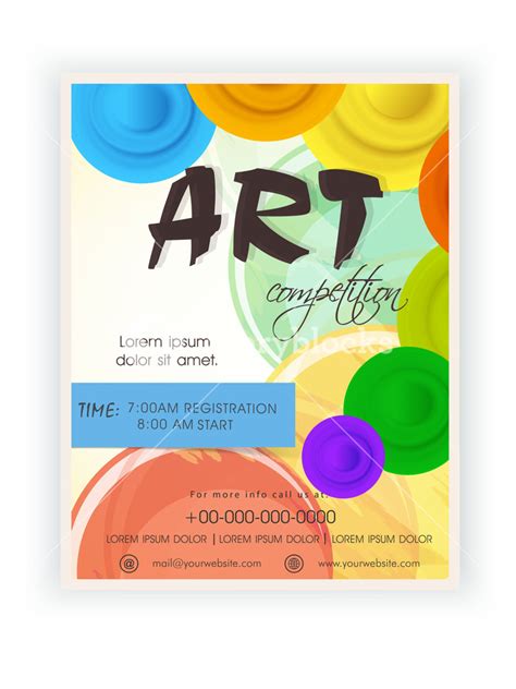 Art competition announcement template banner or flyer design with timing schedule. Royalty-Free ...