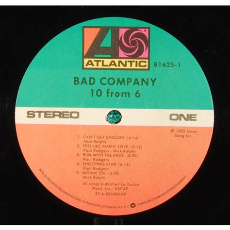 Bad Company 10 From 6 Vinyl Lp 1985 Us Original Hhv