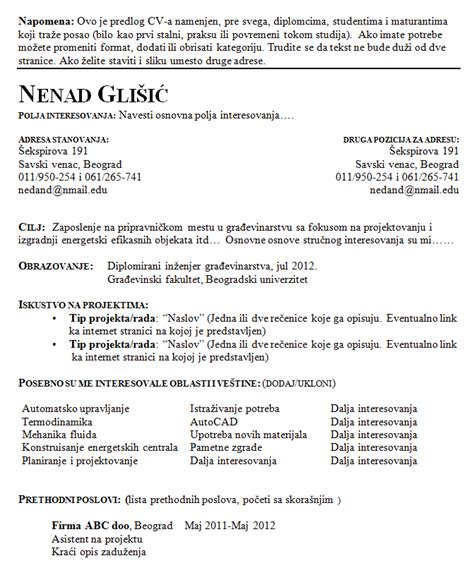 CV Primeri | Besplatni primeri CV-a i rezimea - HTML primerwcv103.doc | Doc