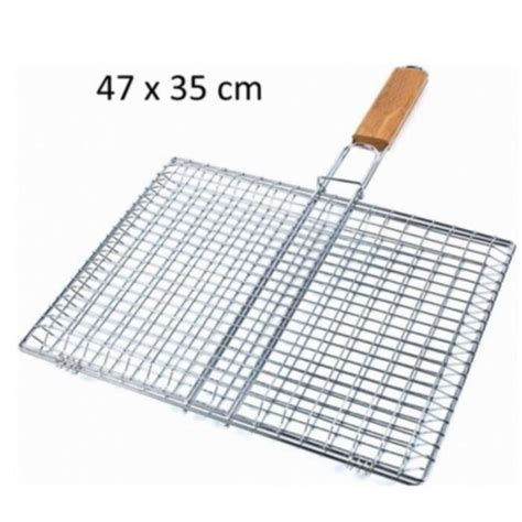 GRILL GRANDE GRILLE A BARBECUE RECTANGULAIRE 47 X 35 CM METAL CUISINE