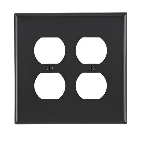 Leviton Pj E Gang Midway Size Black Duplex Receptacle Wallplate