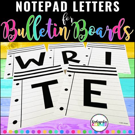 Notepad Bulletin Board Letters Black and White Classroom Décor