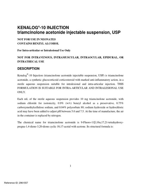 KENALOG®-10 INJECTION | Corticosteroid | Injection (Medicine)