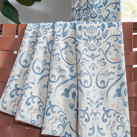 Curtainking 63 Blue Floral Blackout Curtains Insulated 2 Panels Vintage Window Treatments