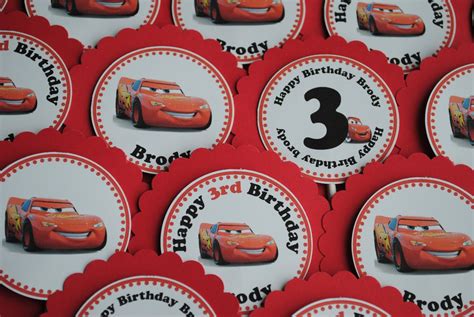 Items Similar To Cars Theme Lightning Mcqueen Cupcake Toppers On Etsy