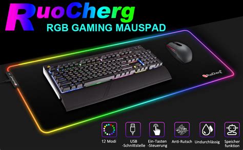 Ruocherg Gaming Mauspad X Mm Xxl Mousepad Rgb Mauspad Led Mit