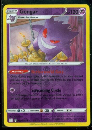 Pokemon GENGAR 066 196 Lost Origin RARE Rev Holo MINT EBay