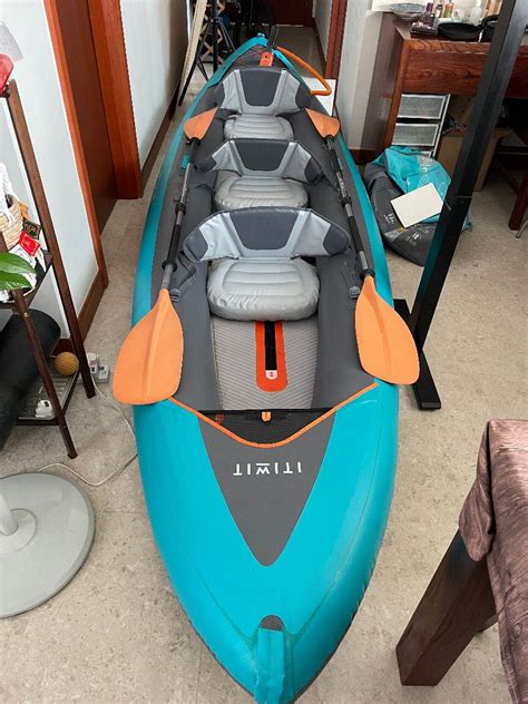 Decathlon Itiwit Inflatable Touring 100 Kayak 2 Or 3 Person Sports