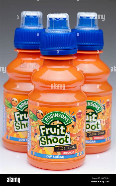 Three Plastic Bottles Of Robinsons Fruit Shoot Orange Juice Drink Made