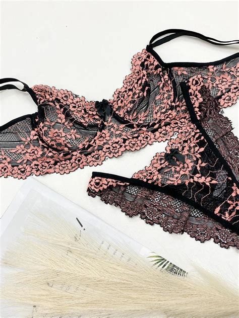 Conjunto Sem Bojo Aro Preto Rosa Conheça a Treacy Lingerie