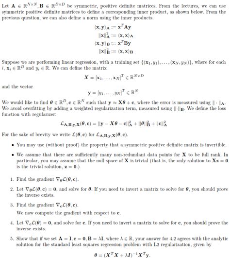 Solved Let A RNXN BE RDXD Be Symmetric Positive Definite Chegg