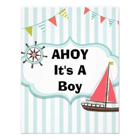 Ahoy It S A Boy Nautical Baby Shower Invitation Zazzle Nautical