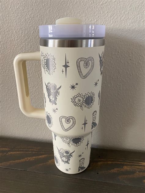 Western Highland Cow 40oz Engraved Tumbler Stanley Dupe Etsy