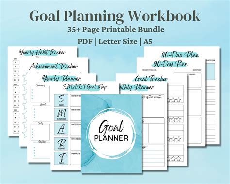 Goal Planner Kit 35 Page Printable Goal Tracking Templates Bundle S