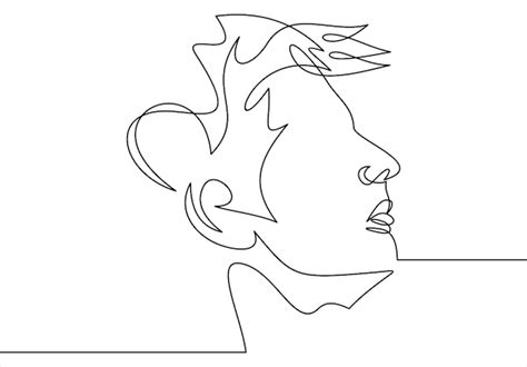 Premium Vector Continuous One Line Drawing Of Man Portrait Hairstyle