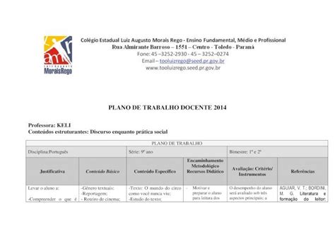 Pdf Plano De Trabalho Docente Plano De Trabalho