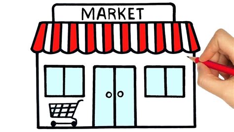 How To Draw A Grocery Store Market Easy Drawings Art Drawings