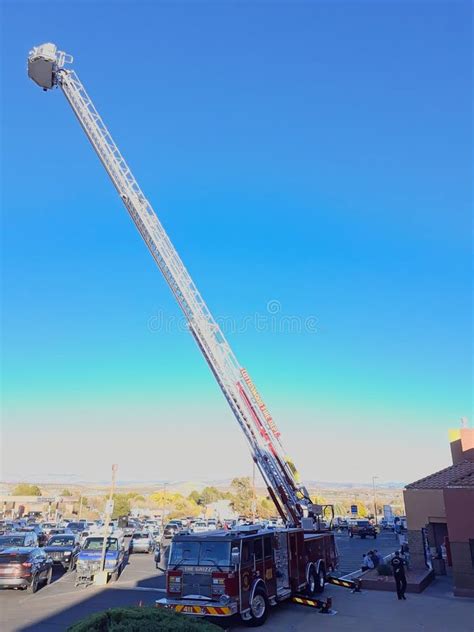 The Fully Extended Ladder of a Fire Truck. Editorial Stock Image ...