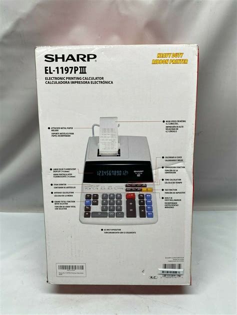 Sharp El 1197piii Heavy Duty Color Printing Calculator With Clock And Calendar 74000016712 Ebay