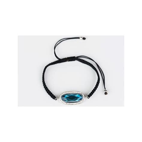 Pulsera Cordon Trenzado Swarovski Aqua Y Strass Mic Mac Creaciones Sl