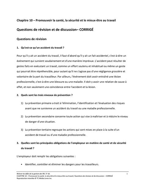 St Onge Ch Questions Revision Discussion Corrige Relever Les