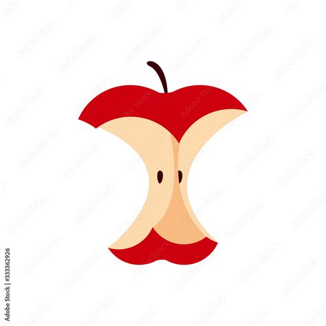 An Eaten Apple Single Isolated On White Icon Red Apple Eating Sequence