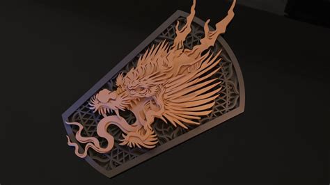 Dragon Head Layered Wood Parametric Svg Ai Dxf Wall Art Design Laser