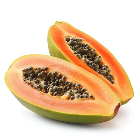 Fresh Papaya On White Background Premium AI Generated Image