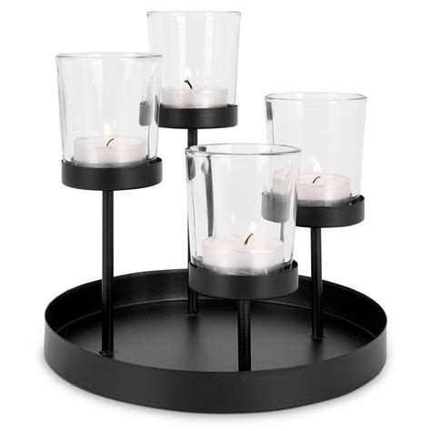 Home Styling Collection Świecznik Na 4 Świeczki Tealight Metalowy