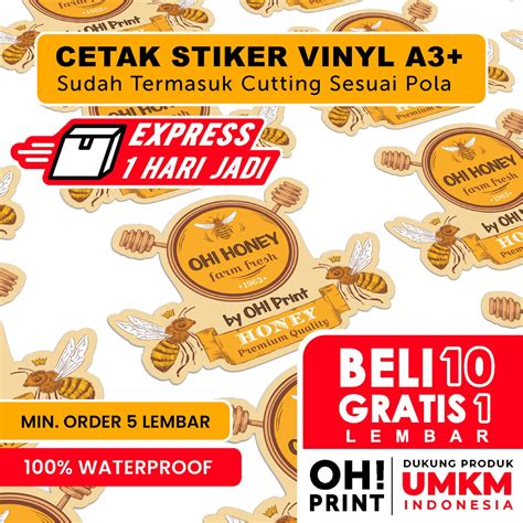 Jual Cetak Stiker Vinyl A3 SEHARI JADI Cetak Stiker Label Kemasan